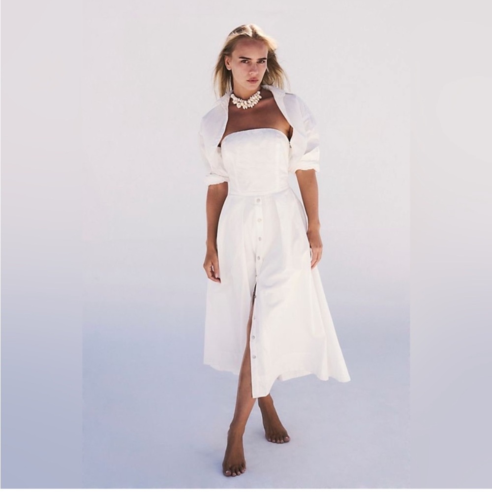Free People Isley White Cotton Dress with Long Sleeve